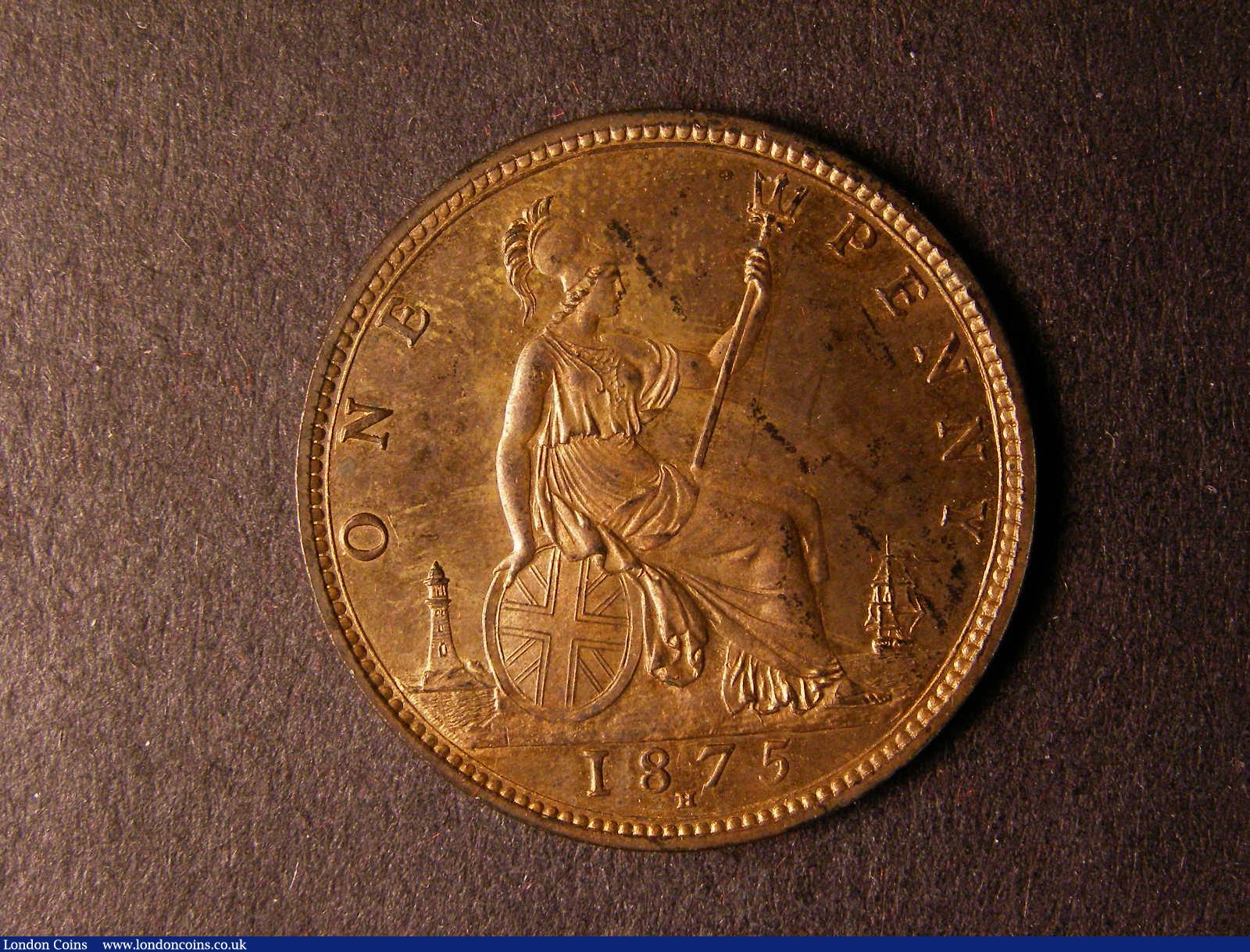 London Coins : A124 : Lot 736 : Penny 1875H Bronze Proof Freeman 86 dies 8+J UNC with some lustre