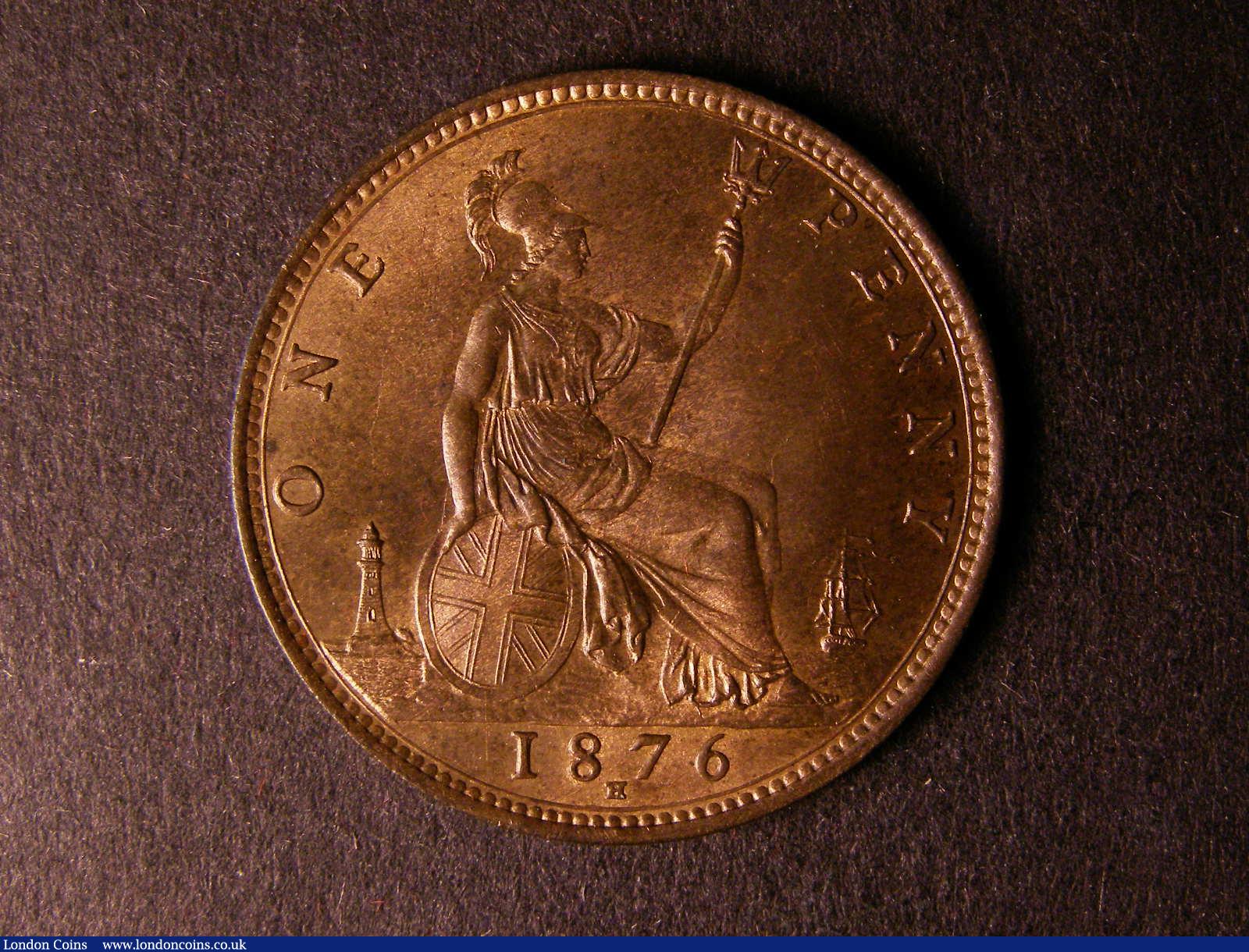 London Coins : A124 : Lot 739 : Penny 1876H Freeman 87 Wide Date dies 8+J Lustrous UNC a most pleasing example