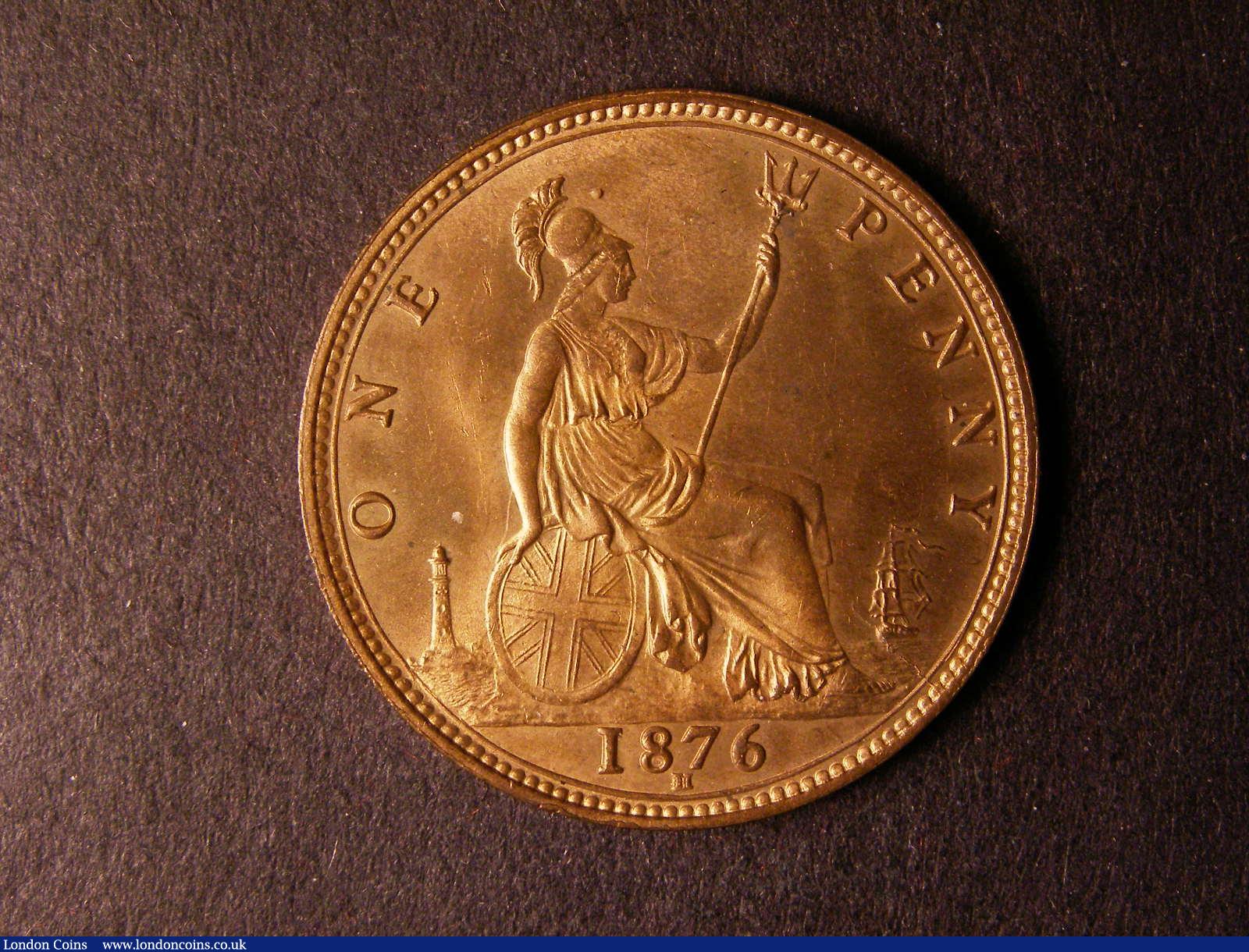 London Coins : A124 : Lot 740 : Penny 1876H Freeman 89 dies 8+K UNC with almost full lustre