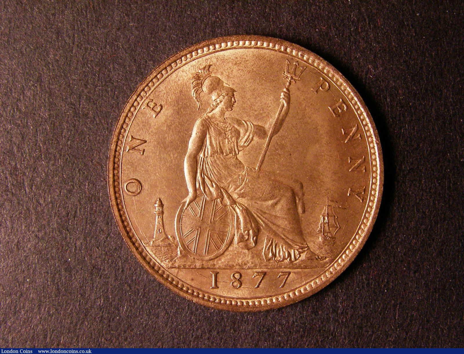 London Coins : A124 : Lot 742 : Penny 1877 Freeman 91 dies 8+J UNC with almost full lustre