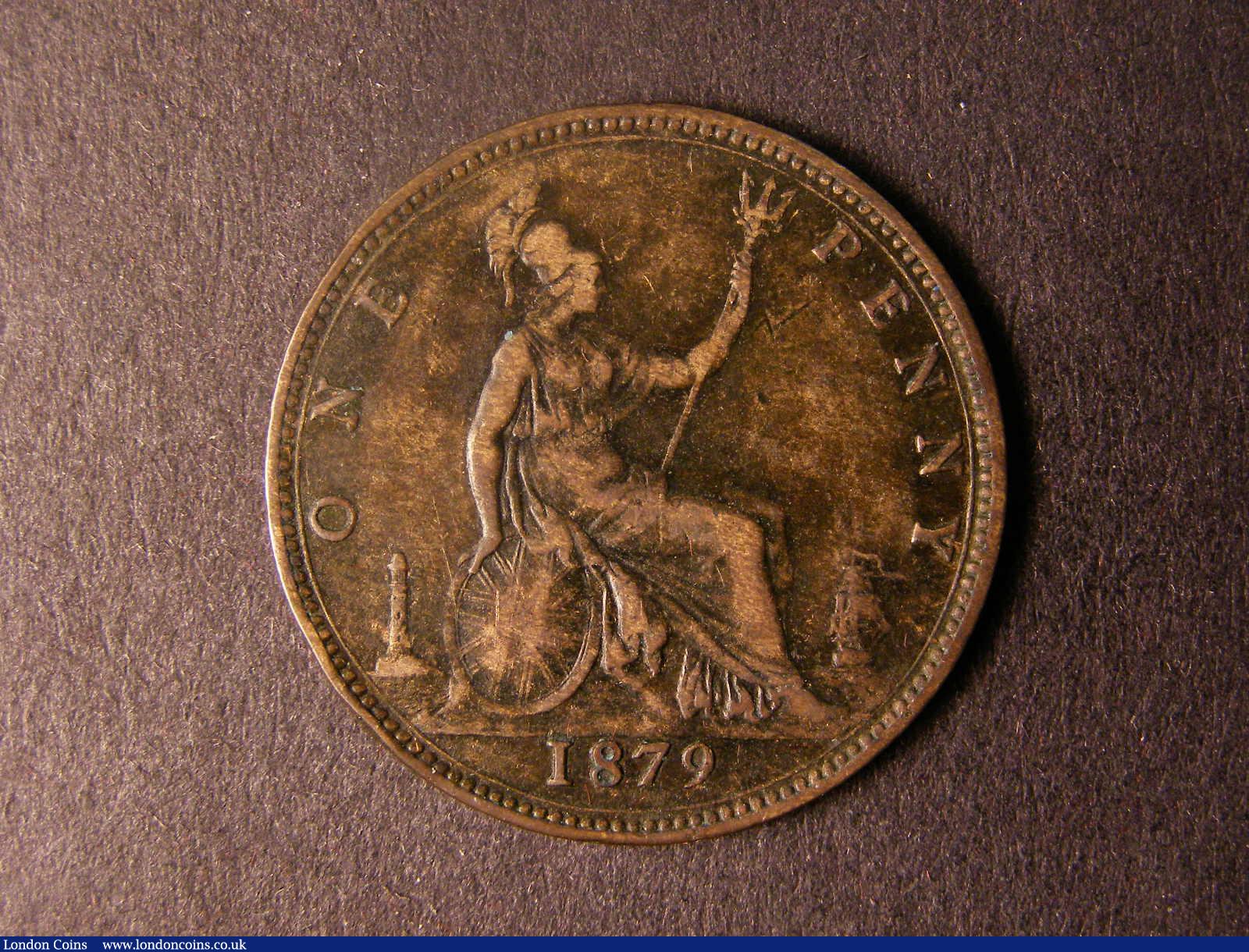 London Coins : A124 : Lot 744 : Penny 1879 Close Date Freeman 98 dies 9+K GF with toning, rare