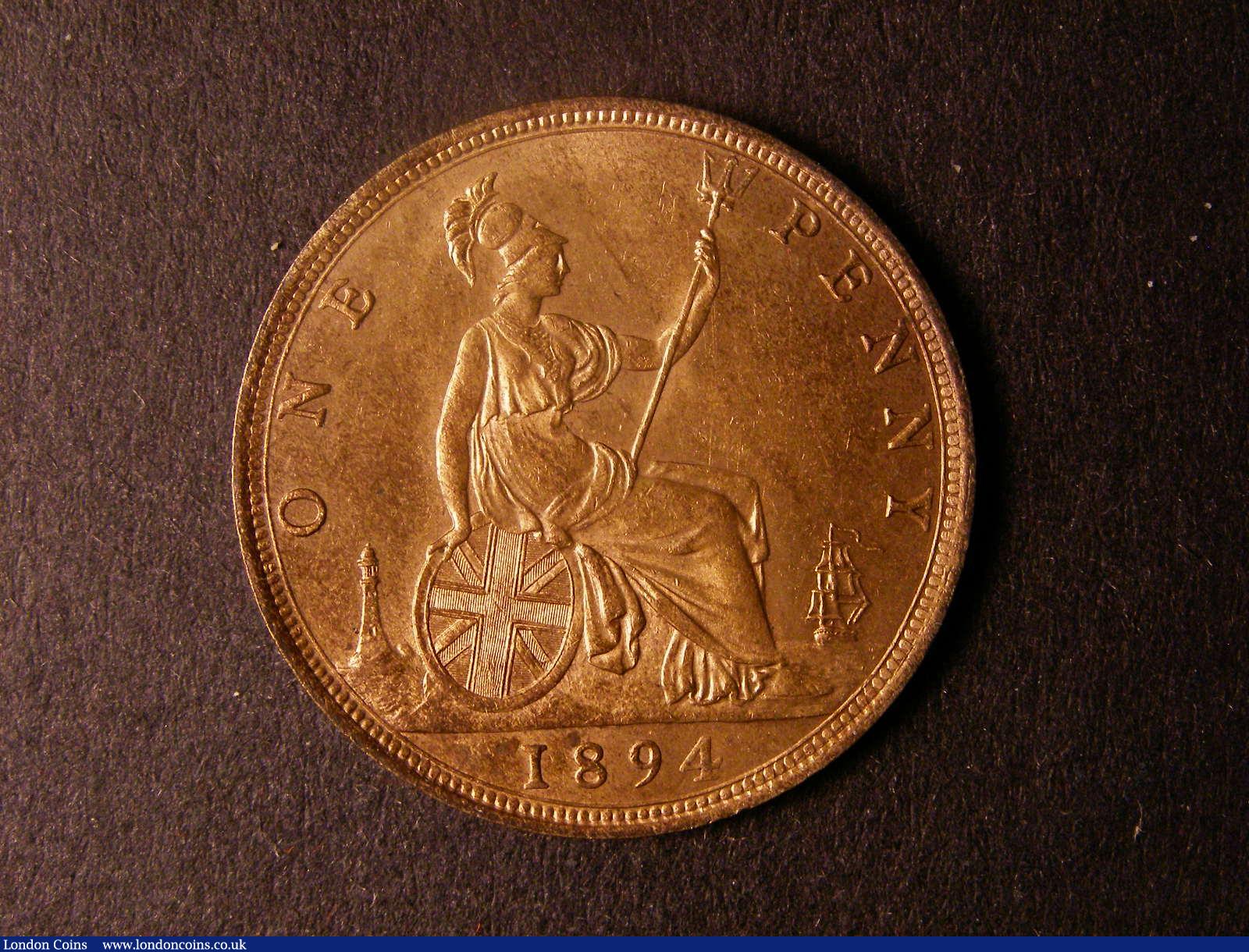 London Coins : A124 : Lot 779 : Penny 1894 Freeman 138 dies 12+N UNC with good lustre and a few small tone spots