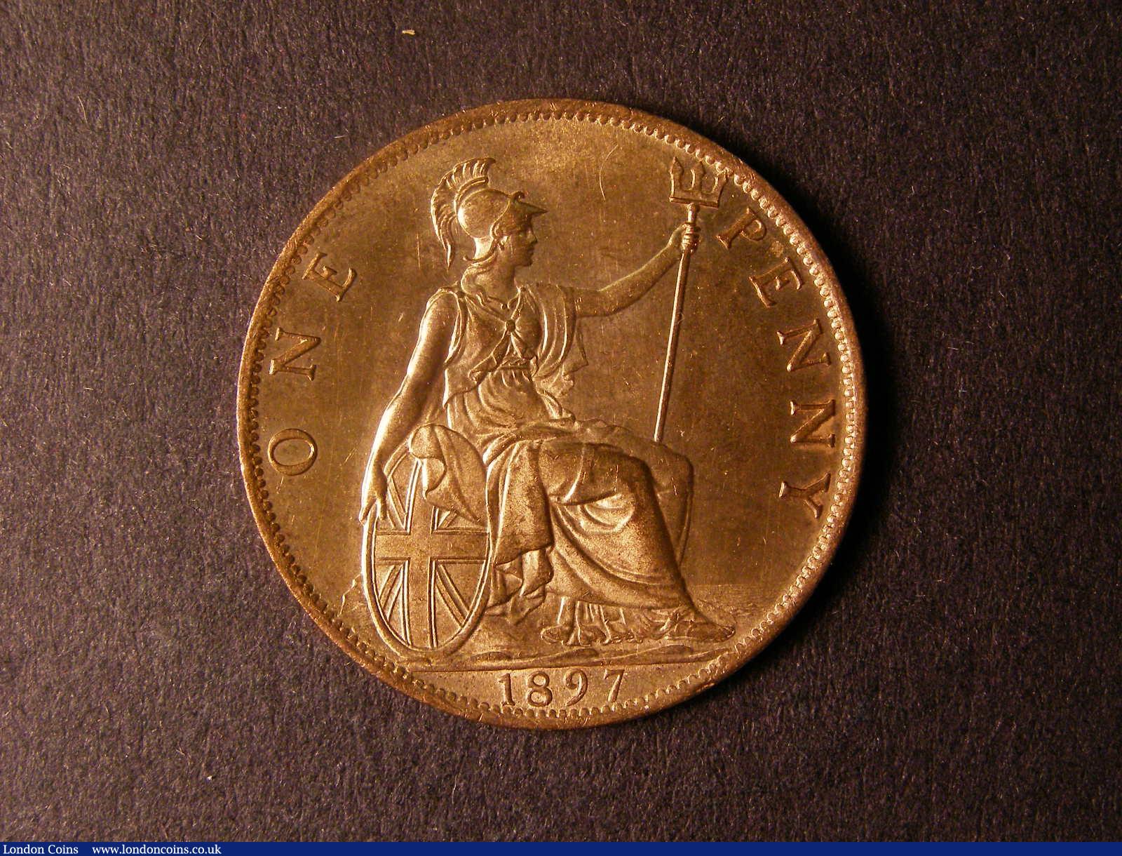 London Coins : A124 : Lot 789 : Penny 1897 Freeman 145 dies 1+B Wide 97 in date UNC the reverse with almost full lustre