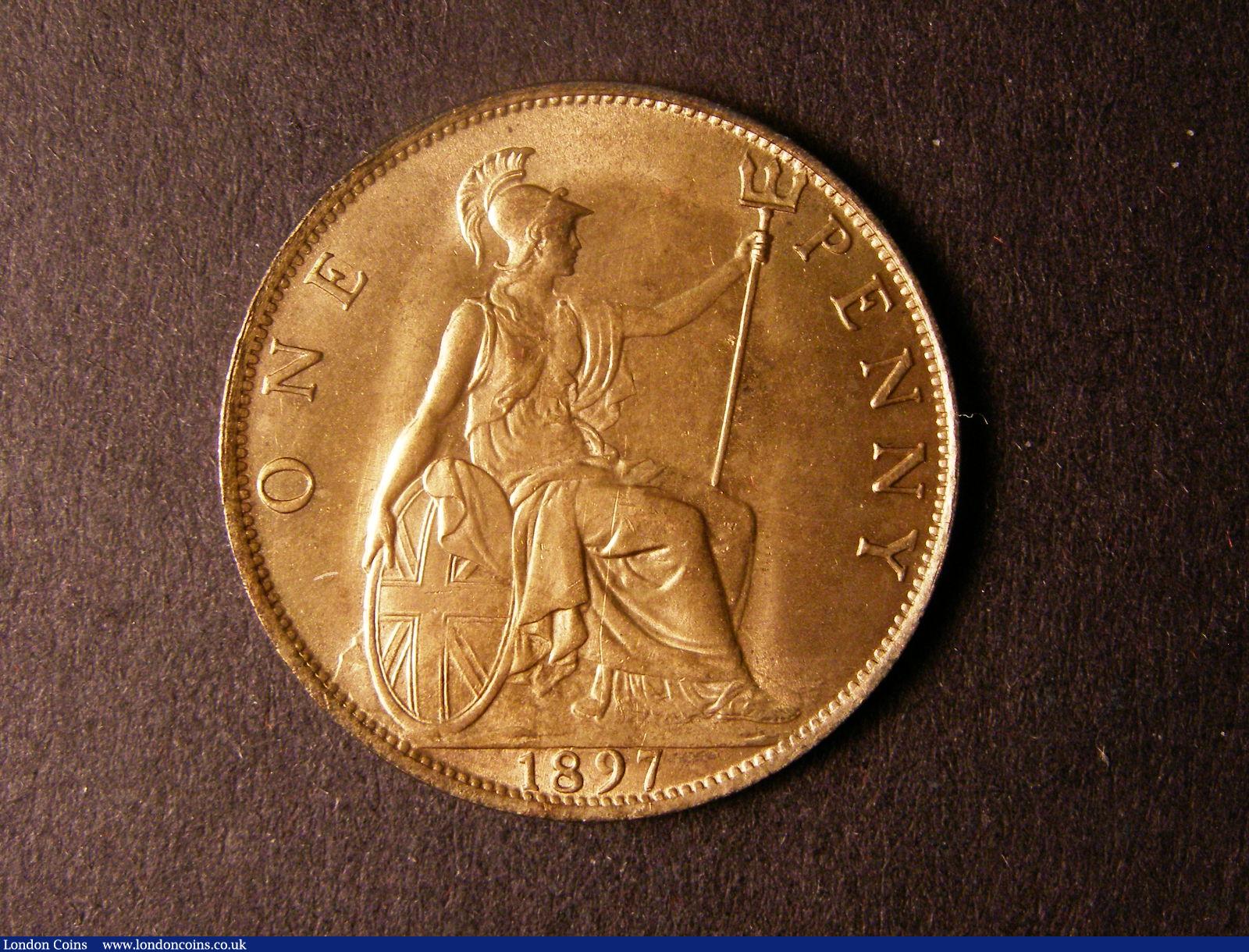 London Coins : A124 : Lot 790 : Penny 1897 Freeman 145 dies 1+B Wide 97 in date UNC with almost full lustre