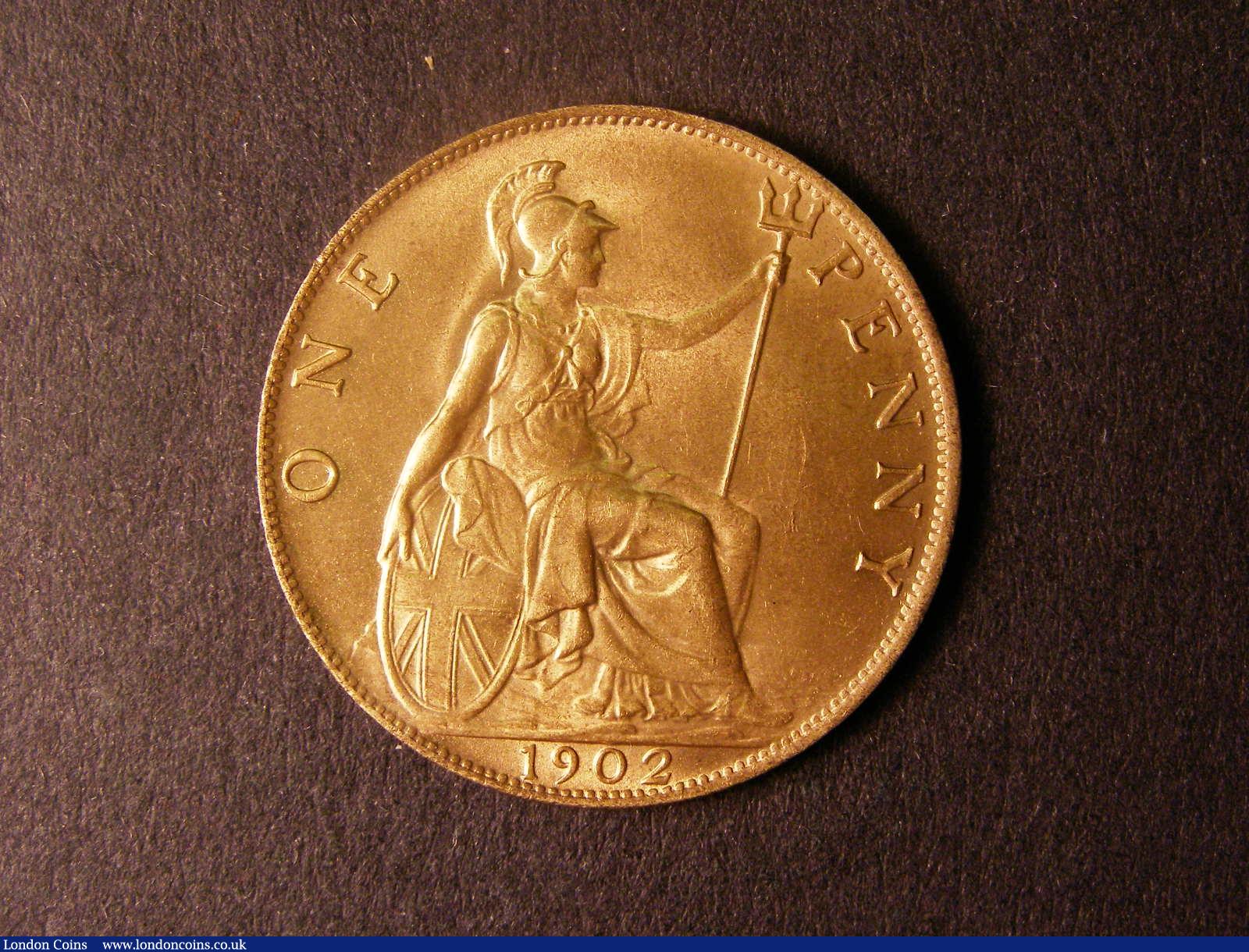 London Coins : A124 : Lot 796 : Penny 1902 High Tide Freeman 157 dies 1+B UNC with practically full lustre