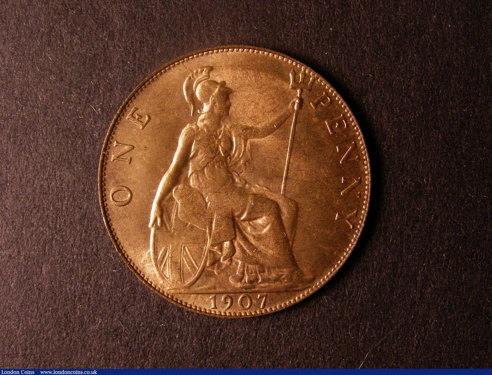 London Coins : A124 : Lot 808 : Penny 1907 Freeman 163 dies 1+C UNC with almost full lustre