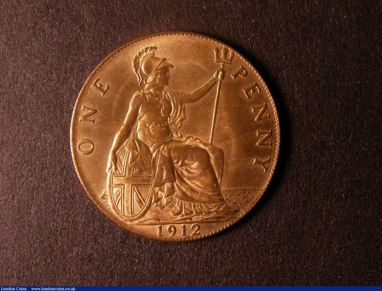 London Coins : A124 : Lot 816 : Penny 1912 Freeman 172 dies 1+A UNC with about 75% lustre