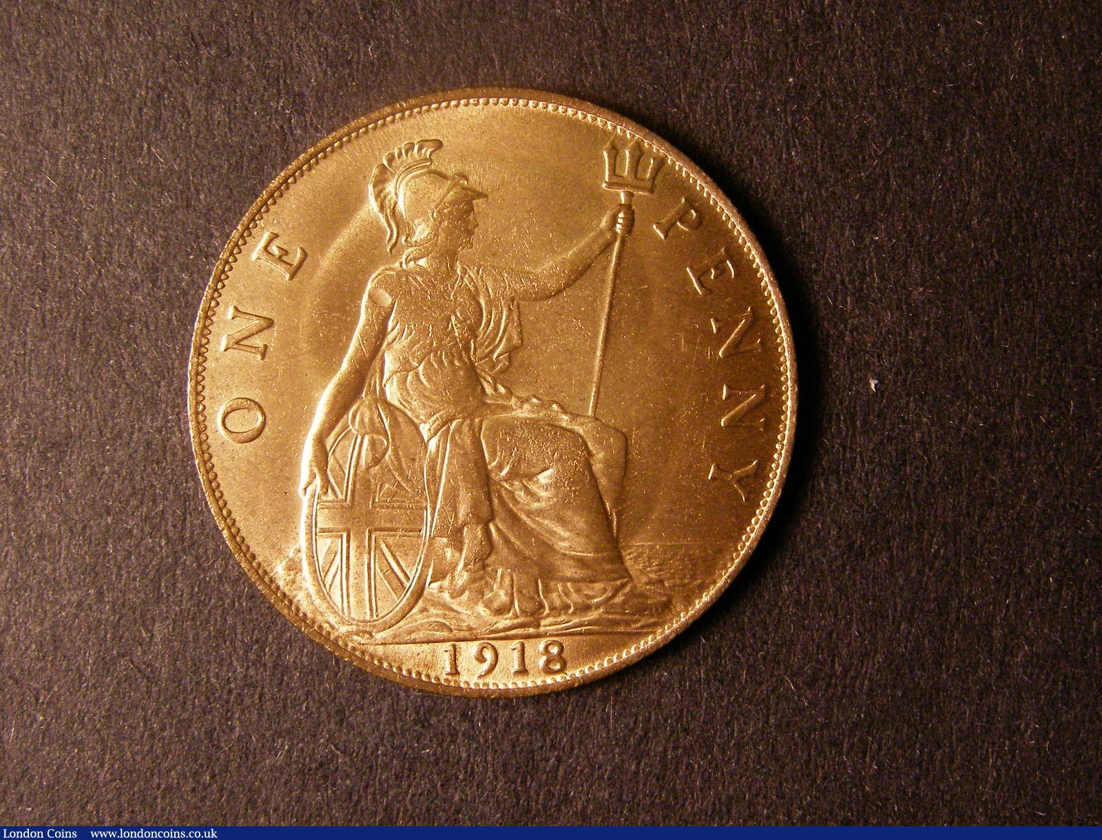 London Coins : A124 : Lot 826 : Penny 1918 Freeman 182 dies 2+B UNC with practically full lustre