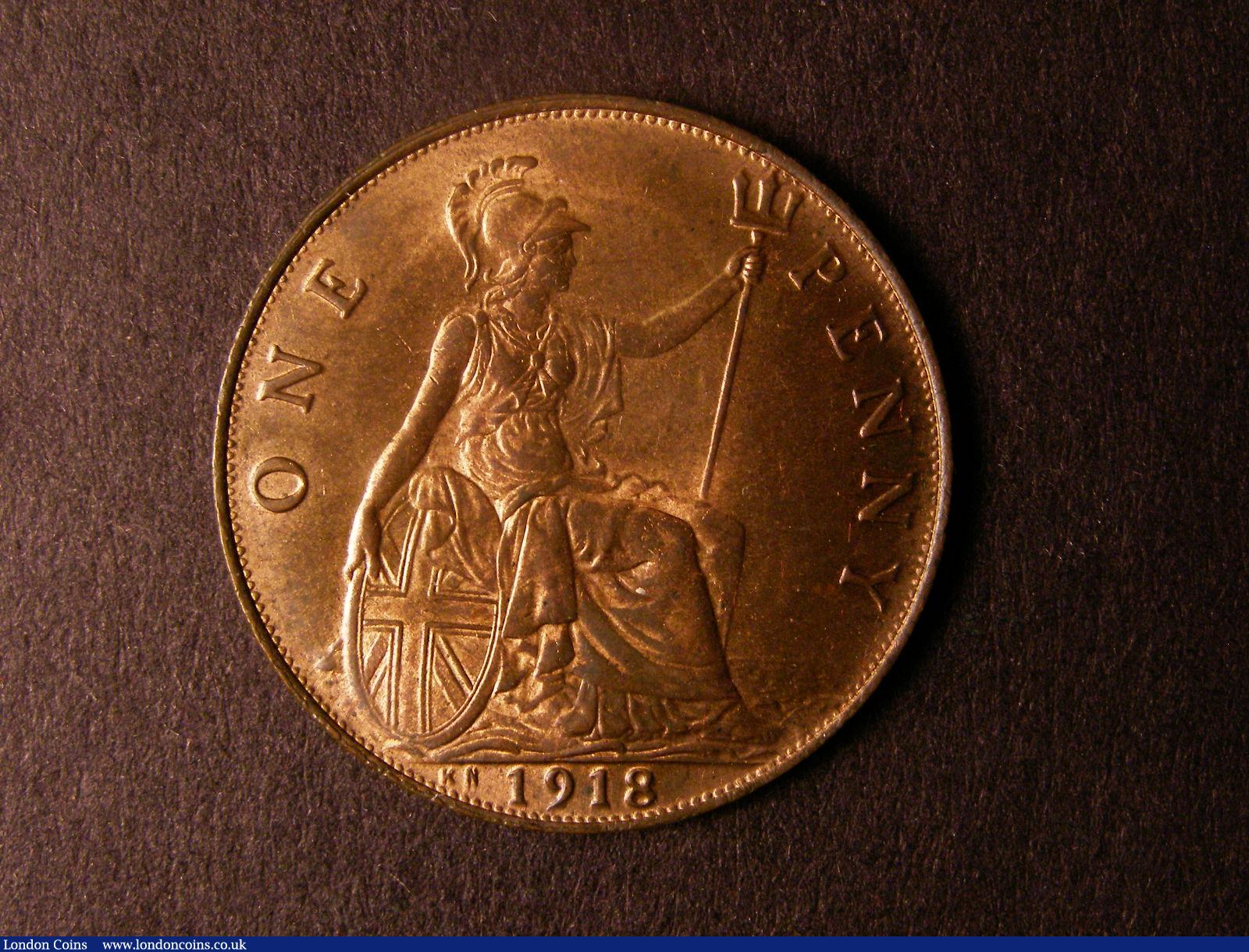 London Coins : A124 : Lot 829 : Penny 1918KN Freeman 184 dies 2+B AU/UNC with lustre very rare in this high grade