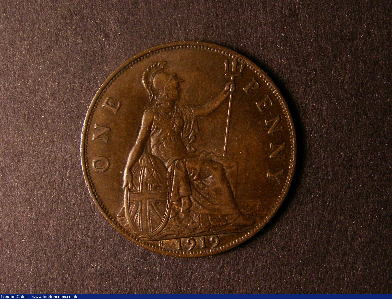 London Coins : A124 : Lot 833 : Penny 1919H Freeman 186 dies 2+B NEF