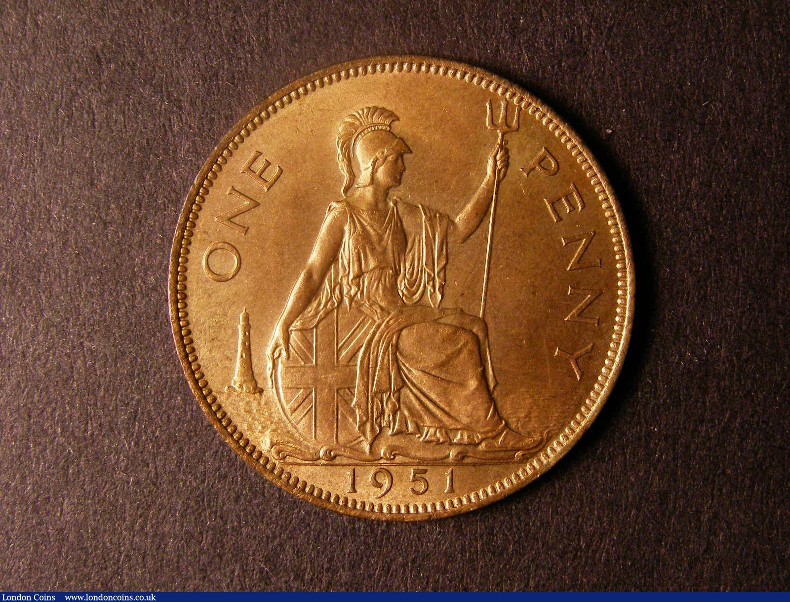 London Coins : A124 : Lot 843 : Penny 1951 Freeman 242 dies 3+C UNC with good lustre