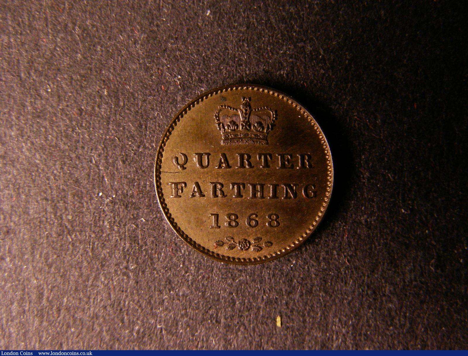 London Coins : A124 : Lot 852 : Quarter Farthing 1868 Bronze Proof Peck 1616 Lustrous UNC with a few small spots