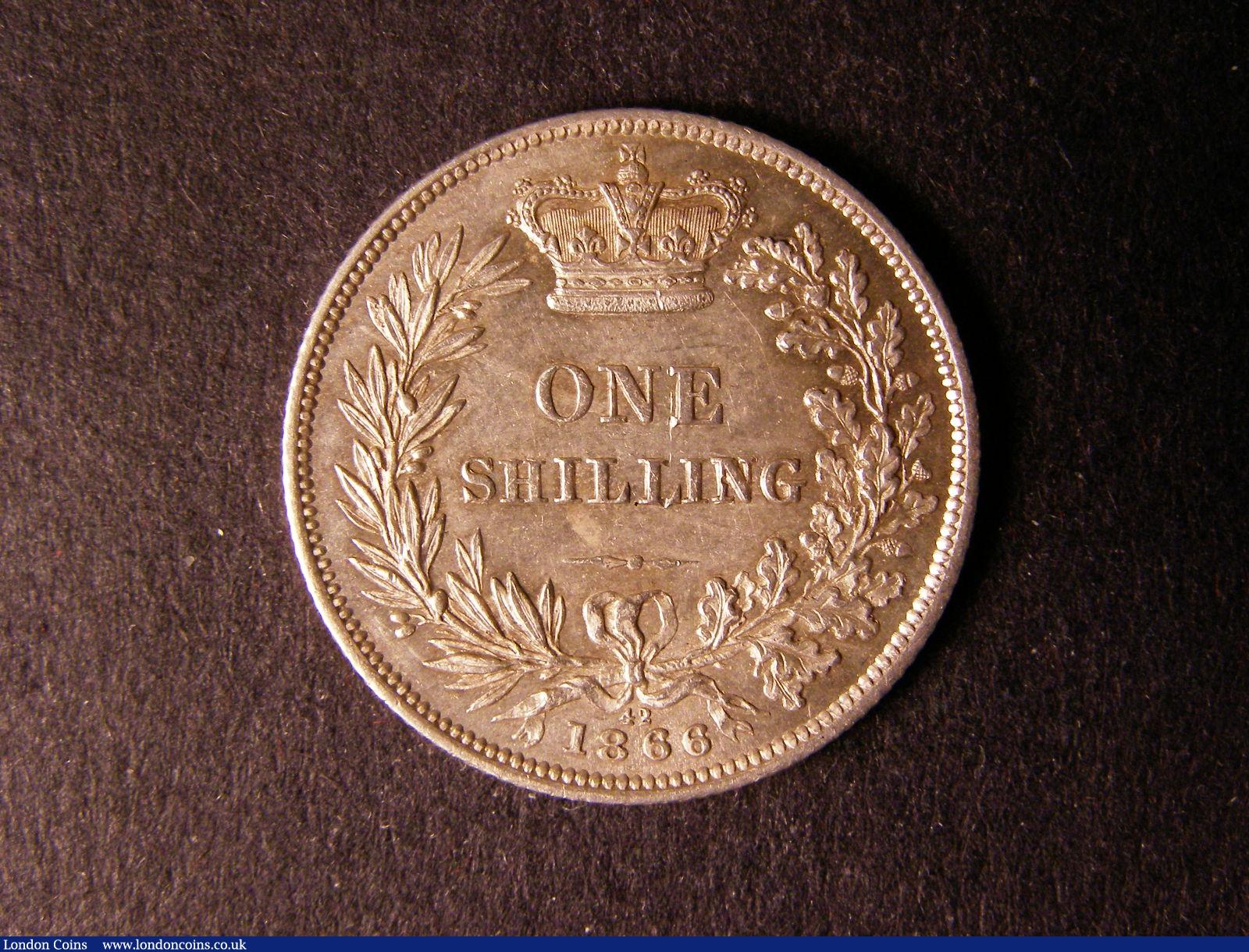 London Coins : A124 : Lot 877 : Shilling 1866 ESC 1314 Die Number 42 GEF