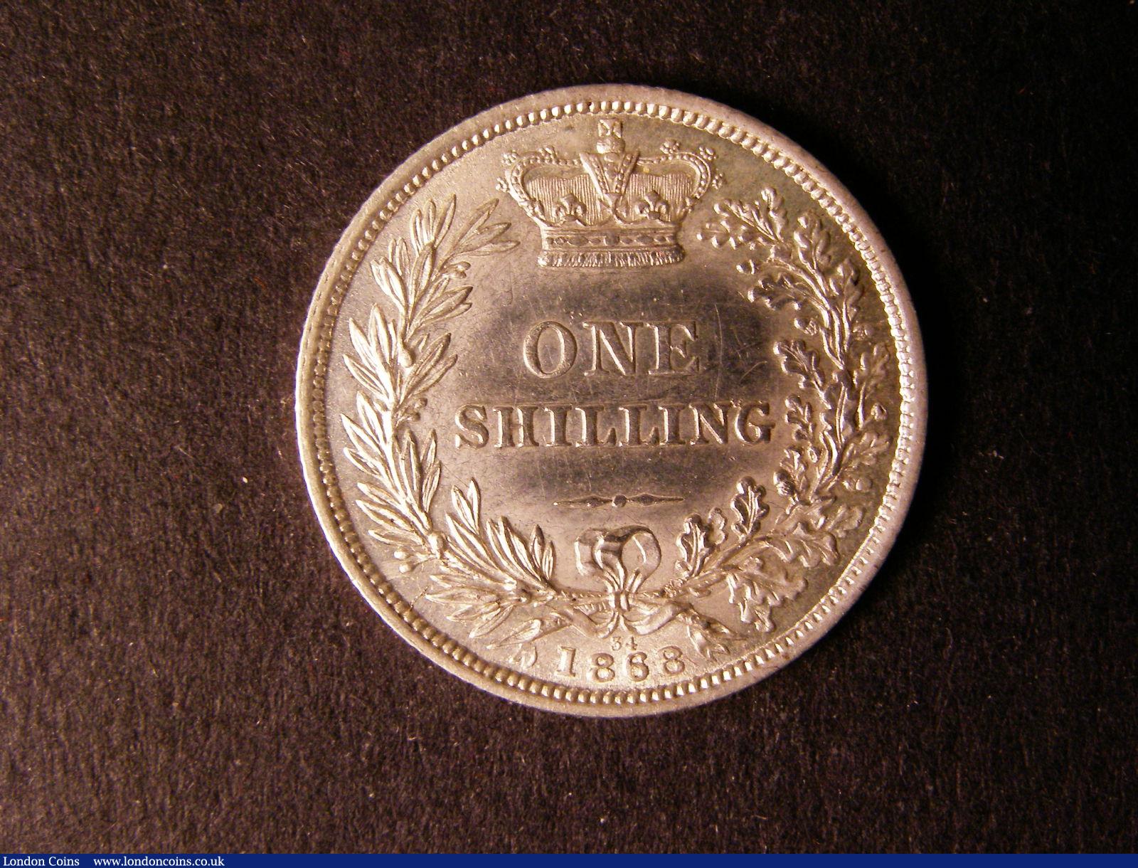 London Coins : A124 : Lot 880 : Shilling 1868 ESC 1318 Die Number 34 EF