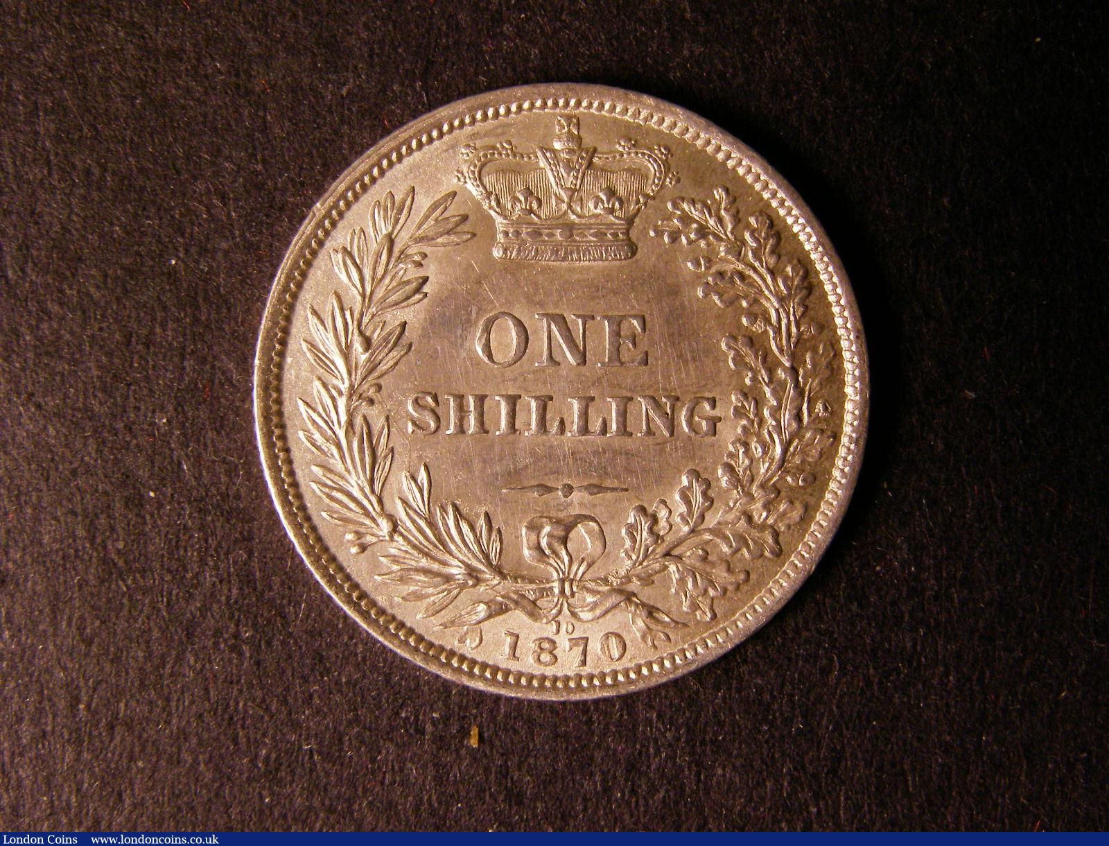 London Coins : A124 : Lot 882 : Shilling 1870 ESC 1320 Die Number 10 EF scarce