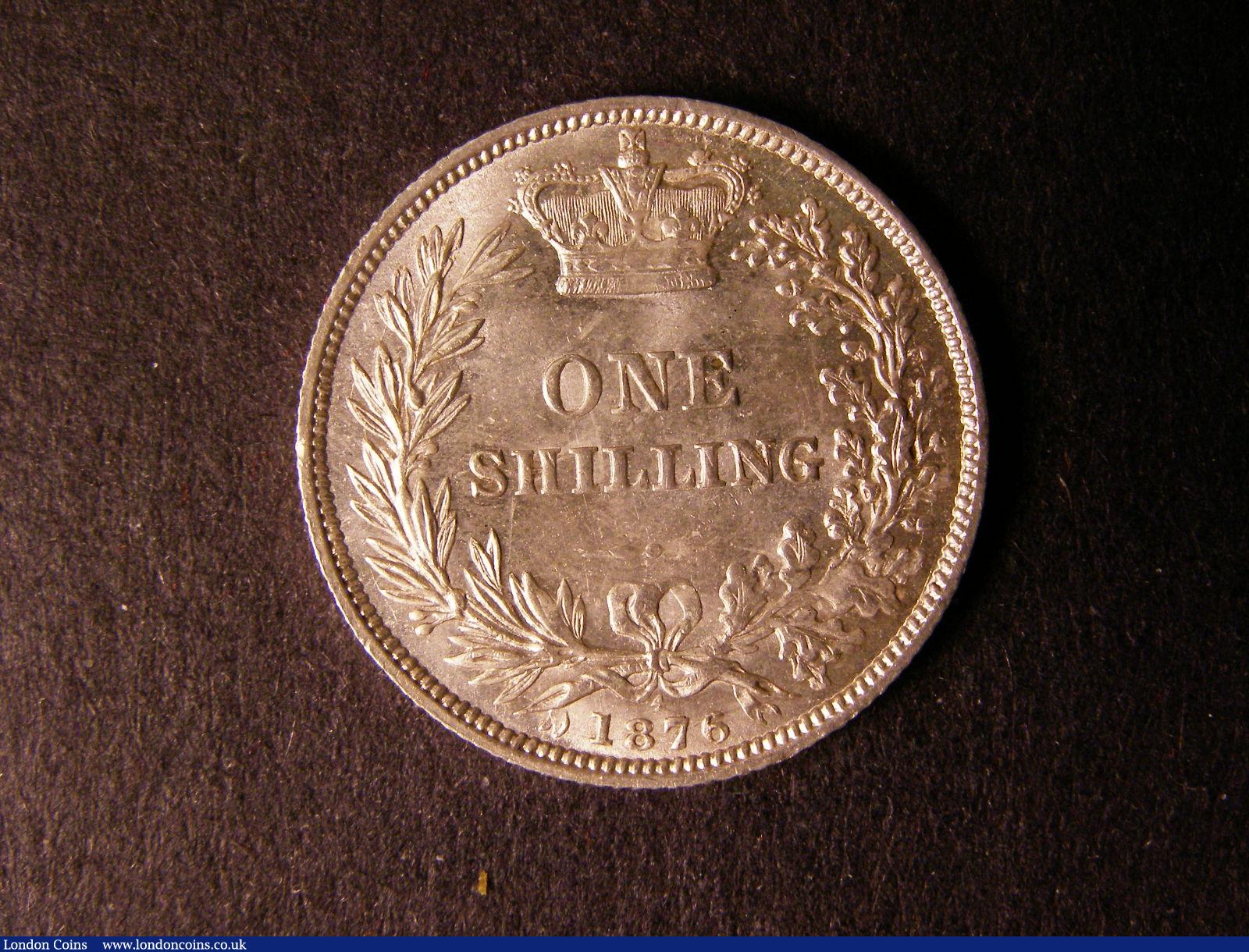 London Coins : A124 : Lot 885 : Shilling 1876 ESC 1328 Die Number 4 GEF scarce