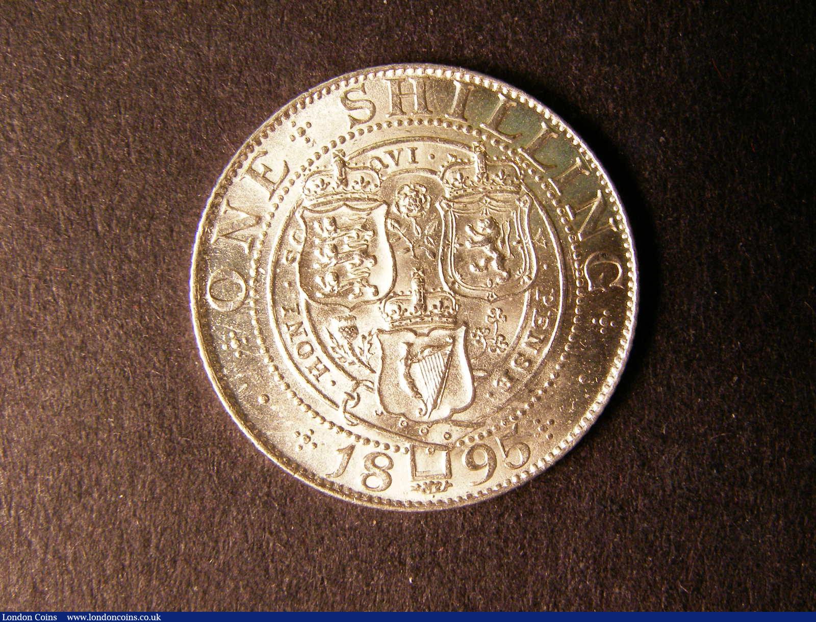 London Coins : A124 : Lot 897 : Shilling 1895 Small Rose ESC 1364 GEF/UNC