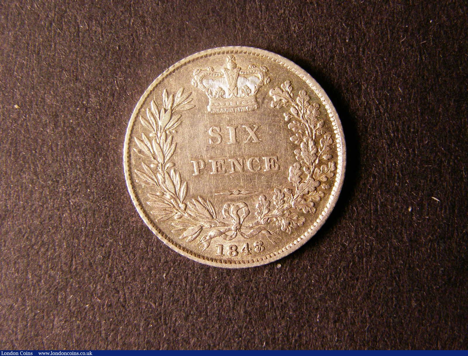 London Coins : A124 : Lot 911 : Sixpence 1848 8 over 7 ESC 1693B NVF/VF and extremely Rare in any grade