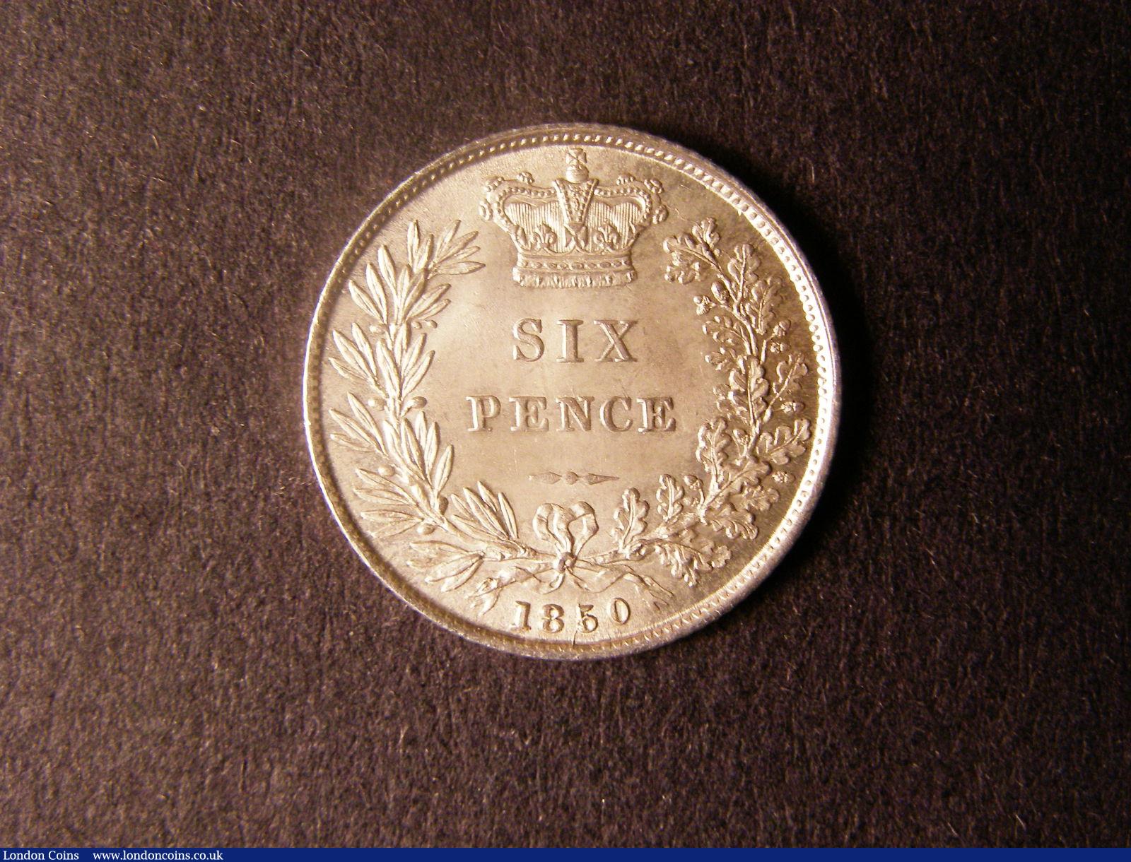 London Coins : A124 : Lot 912 : Sixpence 1850 5 over 3 ESC 1695A GEF/AU Rare