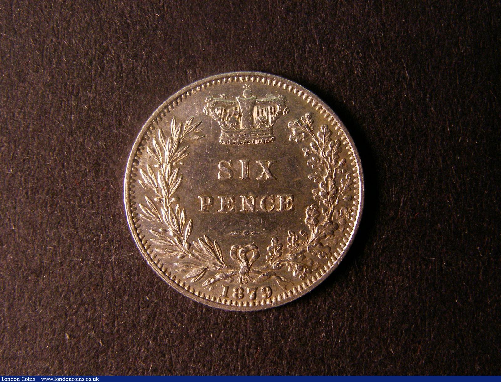 London Coins : A124 : Lot 937 : Sixpence 1879 ESC 1736 Die number 15 AU/EF with a weak strike on the crown. Very hard to find in any...