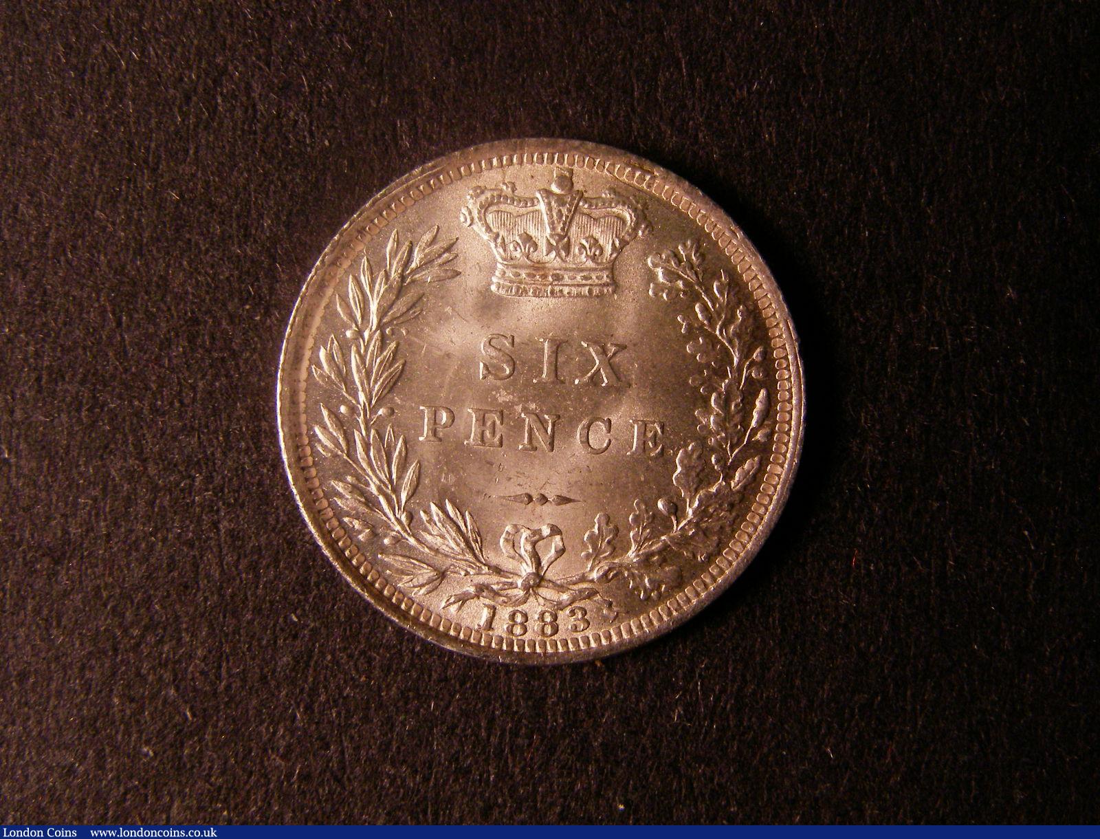 London Coins : A124 : Lot 941 : Sixpence 1883 ESC 1744 About UNC with some light toning on the portrait