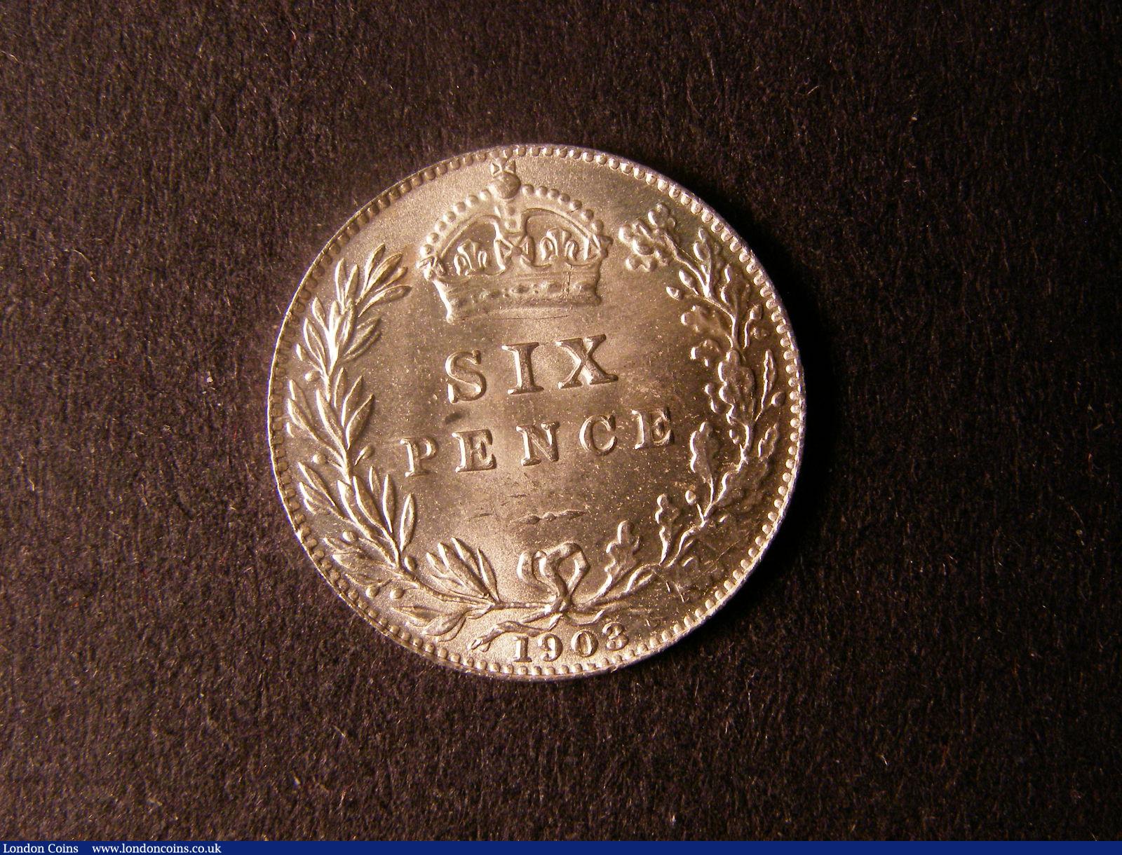 London Coins : A124 : Lot 953 : Sixpence 1903 ESC 1787 Lustrous UNC with a few minor contact marks on the obverse