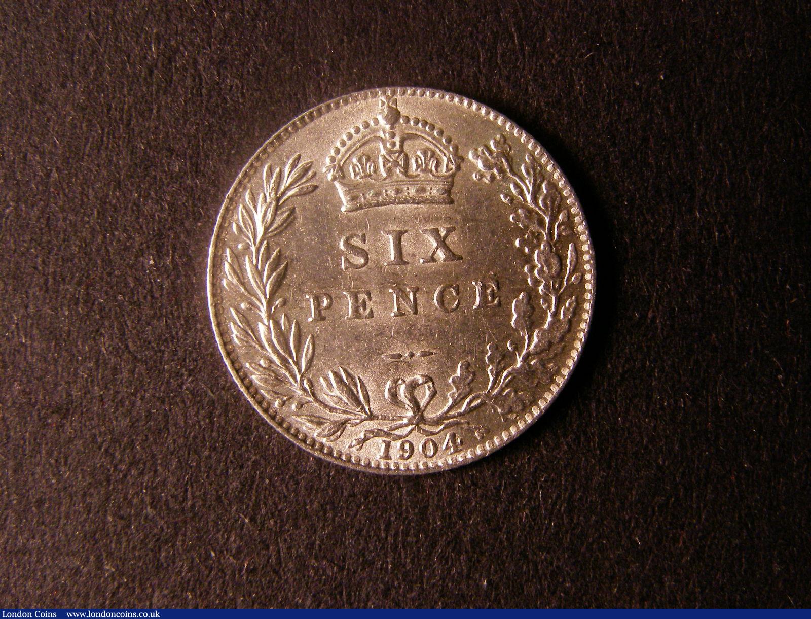 London Coins : A124 : Lot 954 : Sixpence 1904 ESC 1788 A/UNC with a toning spot on the portrait, Rare