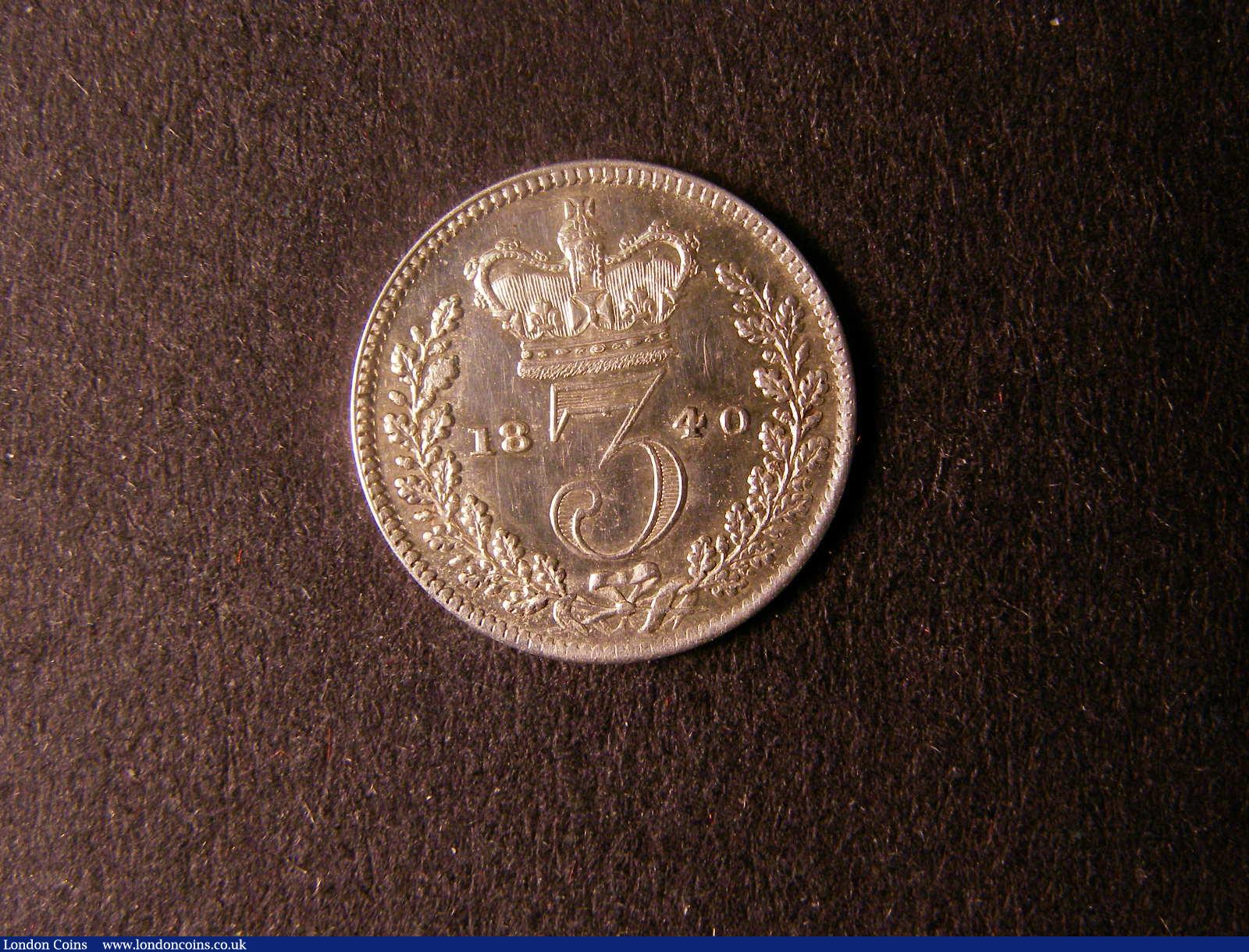 London Coins : A124 : Lot 980 : Threepence 1840 ESC 2050 EF with some hairlines on the obverse