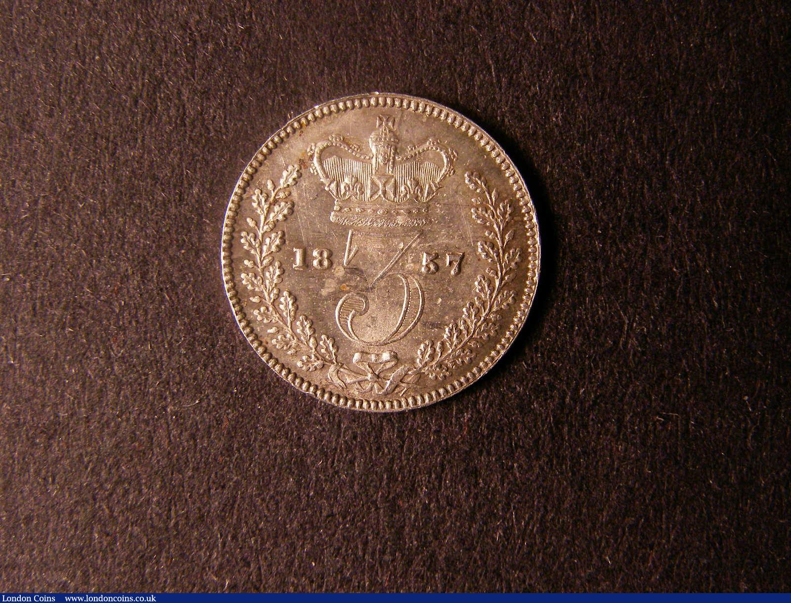 London Coins : A124 : Lot 998 : Threepence 1857 ESC 2064 Lustrous GEF with some toning