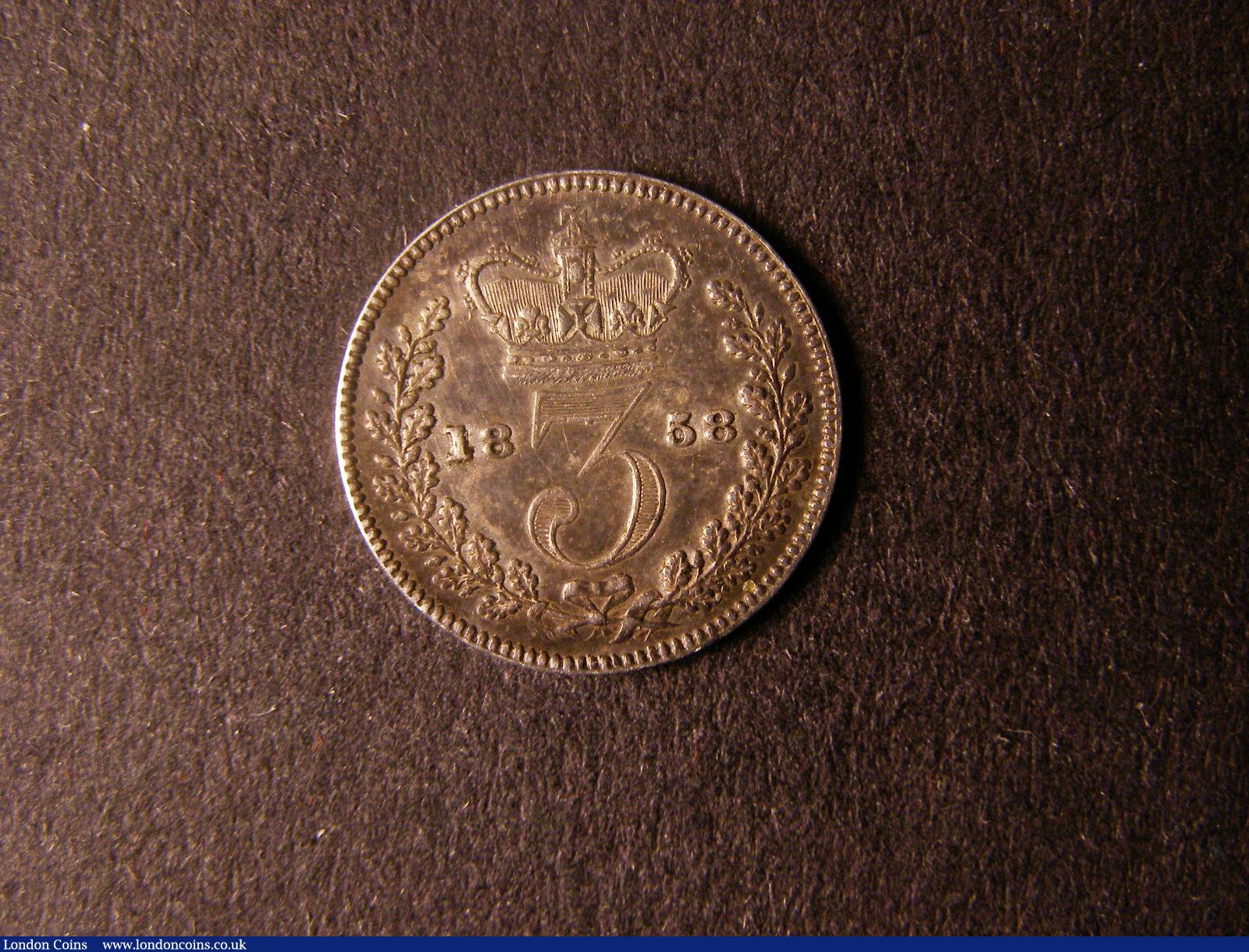 London Coins : A124 : Lot 999 : Threepence 1858 ESC 2065 NEF toned