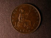 London Coins : A124 : Lot 556 : Halfpenny 1862 Die Letter B Freeman 288 dies 7+E LCW on rock (R18) Fine, very rare 