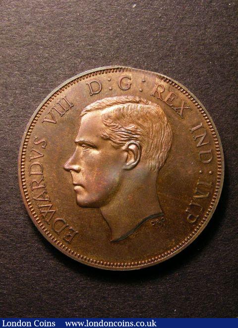GB Pattern 1937 Edward VIII double-florin in copper on a thinner flan and slightly mis-struck with I.N.A. ticket as struck : World Coins : Auction 125 : Lot 888