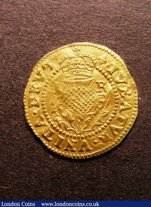 London Coins : A125 : Lot 774 : Thistle Crown James I (James VI of Scotland) S.2627 I R on both sides mintmark Lis GVF on a wavy fla...