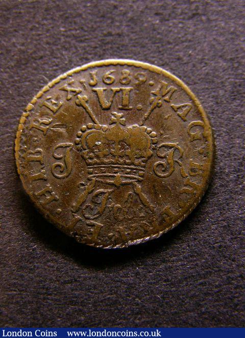 Ireland Sixpence Gunmoney 1689 Feb: S.6583K a pleasing Fine : World Coins : Auction 125 : Lot 818