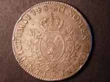 London Coins : A126 : Lot 482 : France Ecu 1743S Reims Mint KM#512.19 GF/NVF