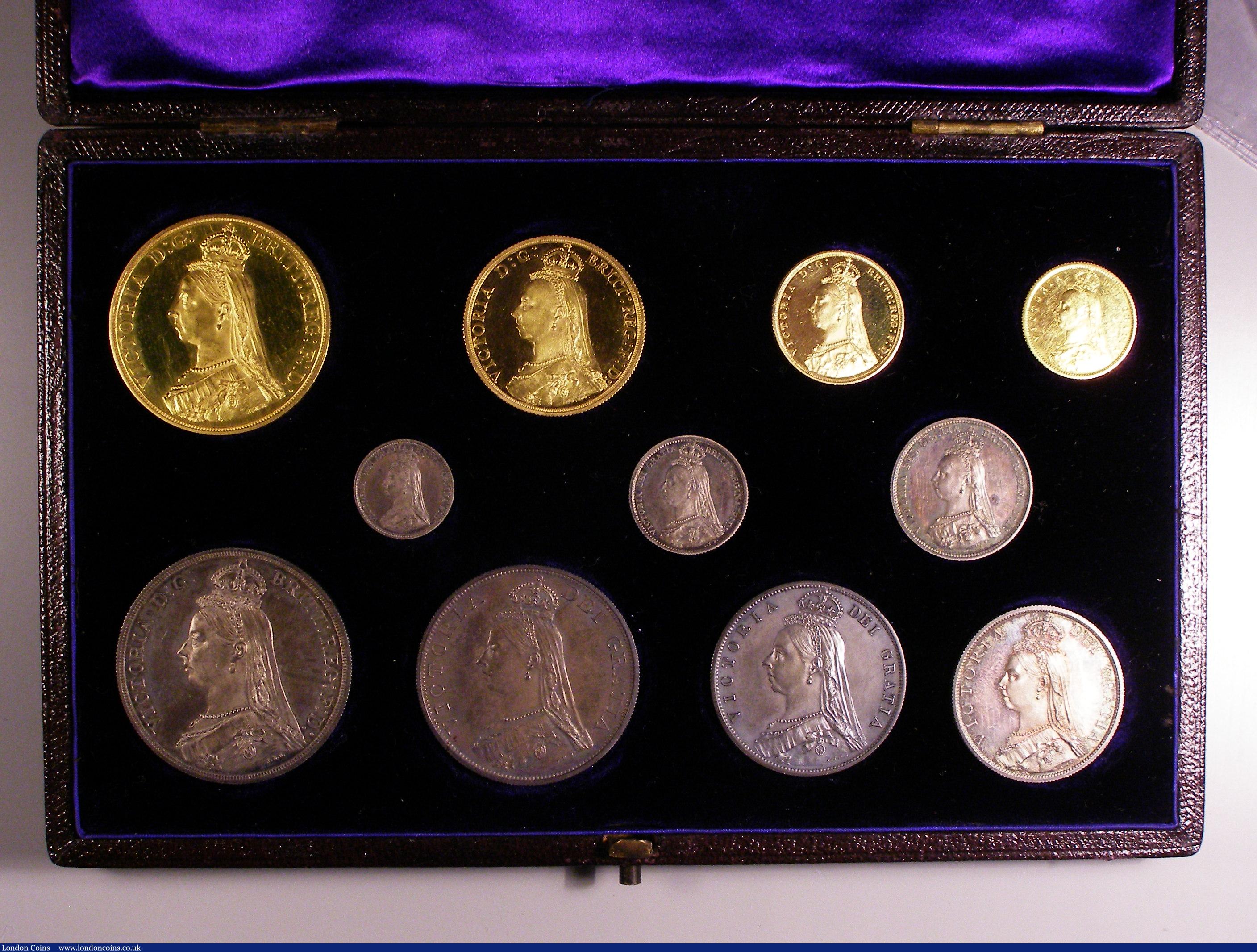 London Coins : A127 : Lot 1320 : Proof Set 1887 Long Set &pound;5 to Silver Threepence (11 coins) nFDC the gold with some hairlines a...