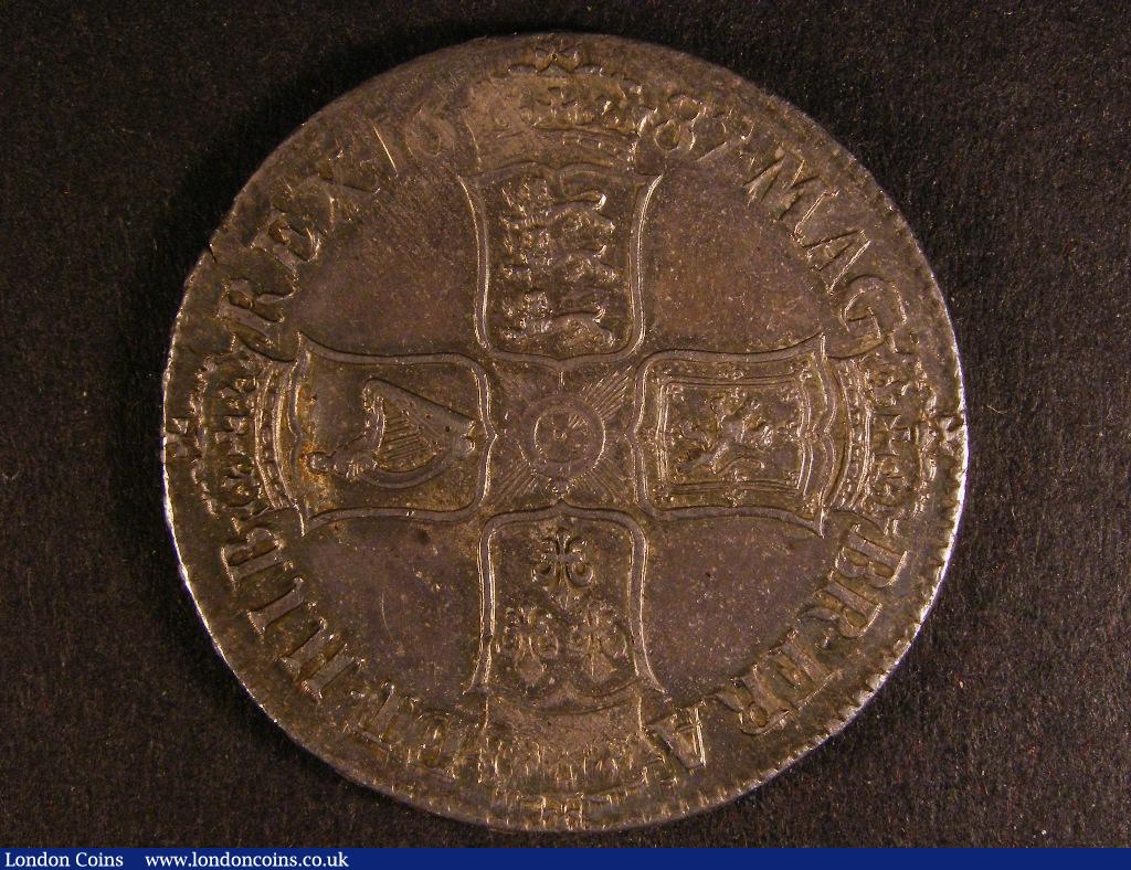 Crown 1687 TERTIO ESC 78 Sharply struck GEF with pleasing grey toning and some surface marks on the reverse : English Coins : Auction 127 : Lot 1331