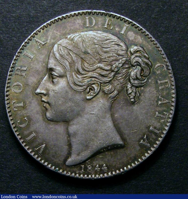 Crown 1844 ESC 281 Cinquefoil stops on edge better than GVF and nicely toned : English Coins : Auction 128 : Lot 1145