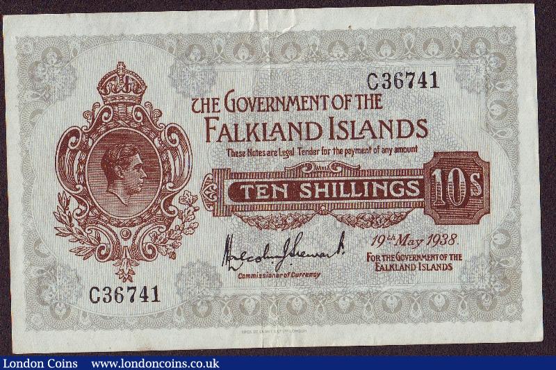 Falkland Islands Ten Shillings 19th May 1938 P30a VF or better : World Banknotes : Auction 128 : Lot 325