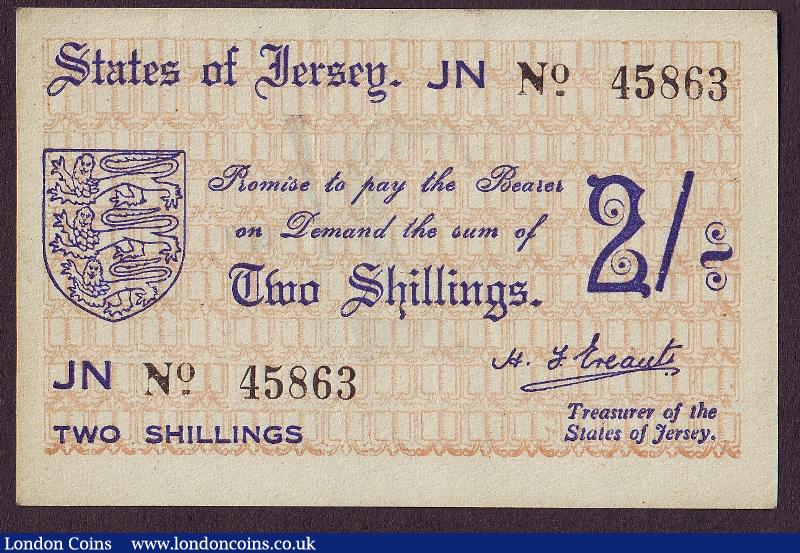 Jersey 2/- 1941 Pick 4 serial no 75863 EF : World Banknotes : Auction 128 : Lot 352