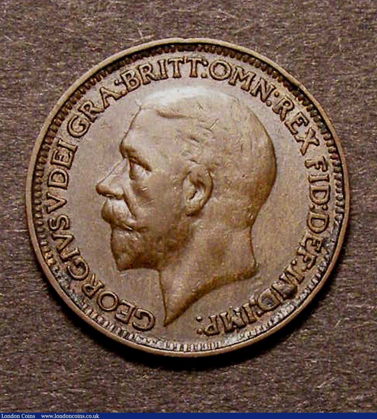 Mis-strike Farthing George V Obverse brockage Modified Effigy 1926-1936 NVF and most unusual : Misc Items : Auction 128 : Lot 824