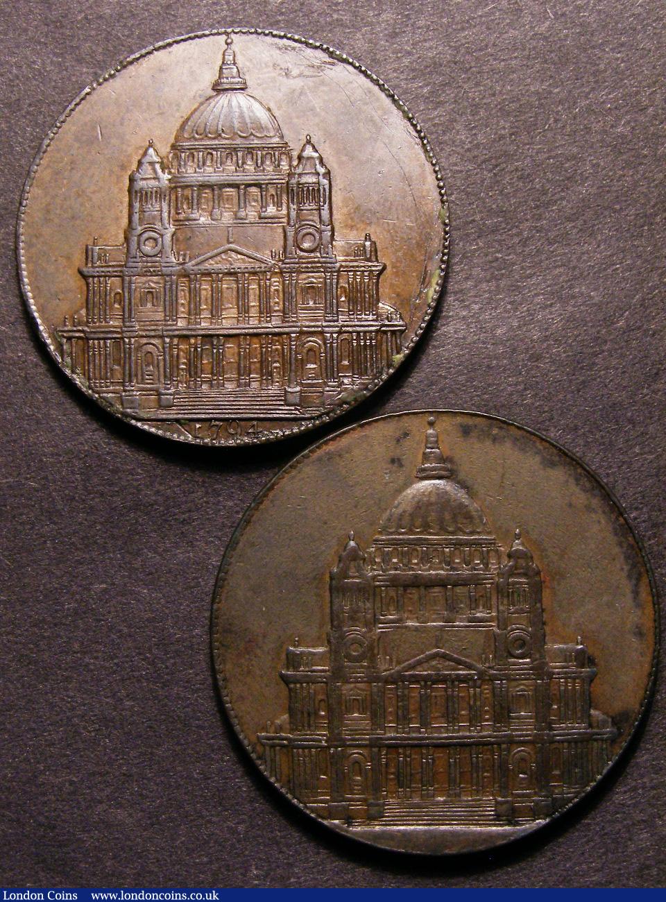 Pennies 18th Century Middlesex 1794 (2) DH39 St.Pauls one with the defective die thus having no date, both About EF : Tokens : Auction 129 : Lot 916