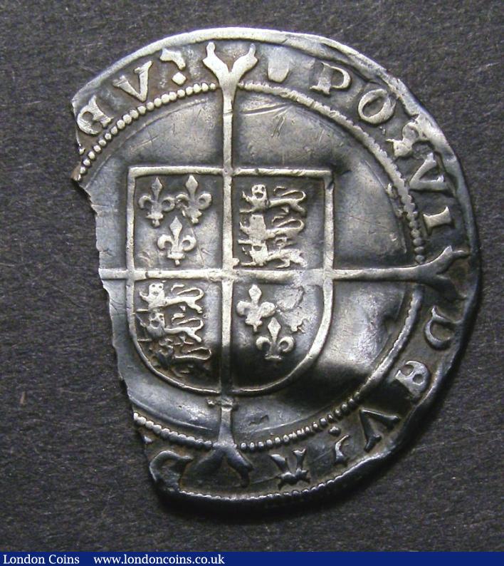 Sixpence Edward VI London S.2483 mintmark Tun NVF once bent and re-straightened and with approximately a 20% portion of the coin missing from about 9 o'clock on obverse to 5 o'clock : Hammered Coins : Auction 129 : Lot 1111