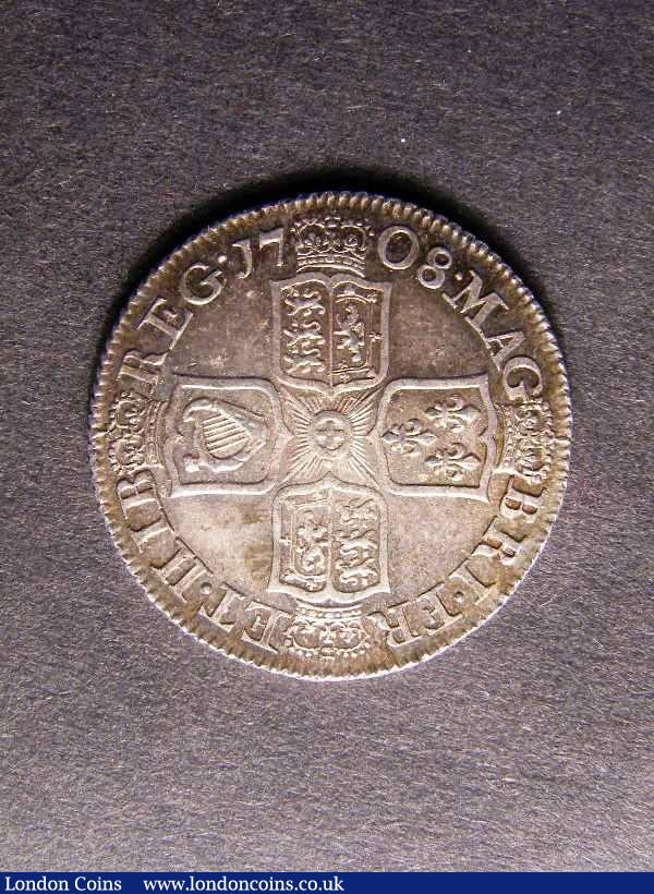Shilling 1708 Third Bust plain angles ESC 1147 choice and graded UNC 82 by CGS scarce thus : Certified Coins : Auction 129 : Lot 2035