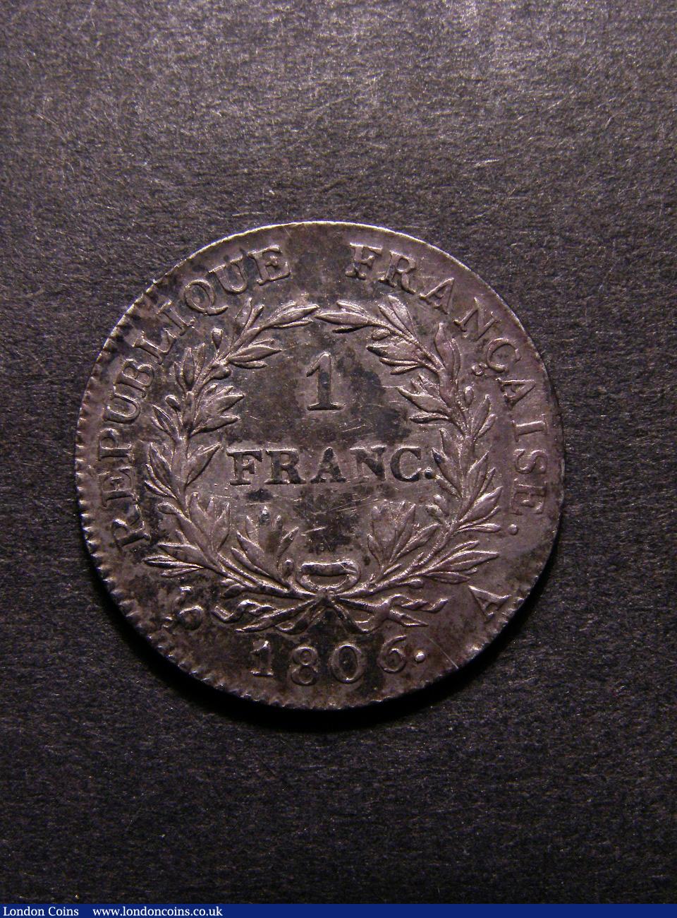 London Coins : A129 : Lot 787 : France One Franc 1806A Le Franc 202/1 NEF Ex-Baldwins