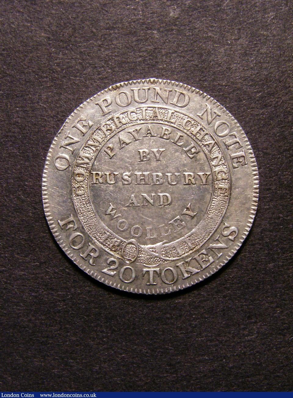 Shilling 1811 Bilston Silver Token payable by Rushburyand Woolley EF : Tokens : Auction 129 : Lot 924