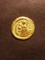 London Coins : A129 : Lot 1023 : Roman Gold Solidus Theodosius II (AD 402-450) DN THEODOSIVS PF AVG helmeted and cuiraissed bust faci...