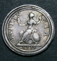 London Coins : A129 : Lot 1283 : Farthing 1714 Pattern in Silver Peck 749 dies 4+F Reverse upright, Good Fine and very rare 