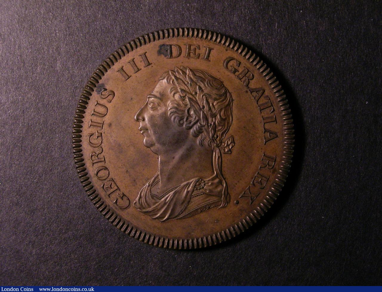 Dollar Bank of England 1811 Pattern in Copper ESC 205 Obverse K bust facing left, Reverse 5a BANK TOKEN 5S 6D 1811 in four lines within wreath nFDC with some subdued lustre and a couple of carbon spots on the obverse : English Coins : Auction 130 : Lot 1113