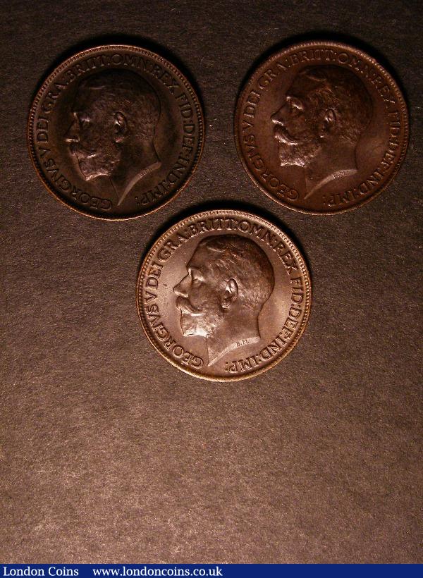 Farthings (3) 1911 Freeman 589, 1914 Freeman 592, 1915 Freeman 594 UNC : English Coins : Auction 130 : Lot 1179